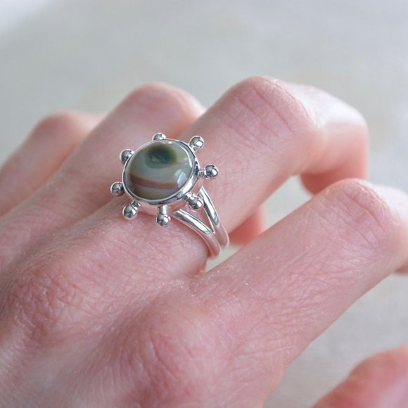 Ocean Jasper Ring Handmade Size 6 - Picture 5 of 7